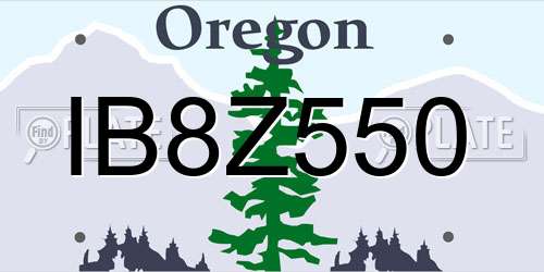 IB8Z550 Oregon License Plate