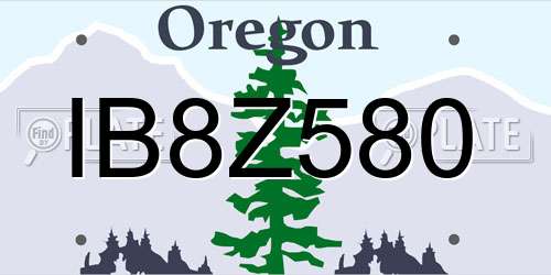 IB8Z580 Oregon License Plate