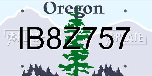 IB8Z757 Oregon License Plate