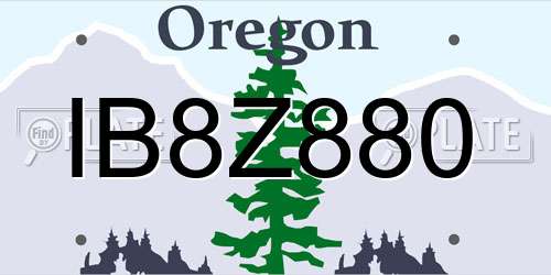 IB8Z880 Oregon License Plate