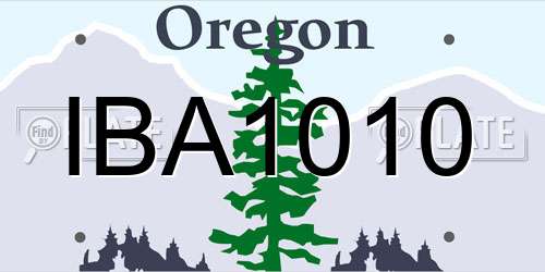 IBA1010 Oregon License Plate