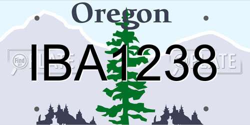 IBA1238 Oregon License Plate