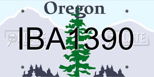 IBA1390 Oregon License Plate