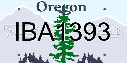 IBA1393 Oregon License Plate