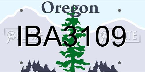 IBA3109 Oregon License Plate