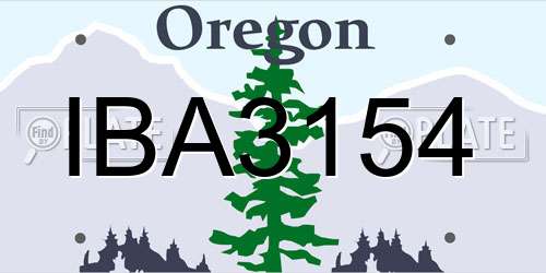 IBA3154 Oregon License Plate