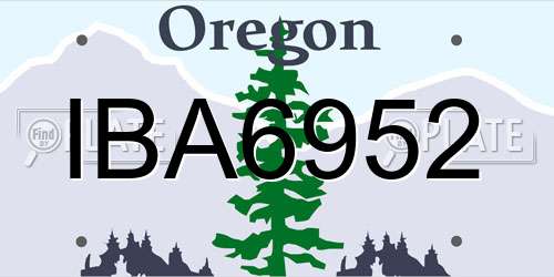 IBA6952 Oregon License Plate