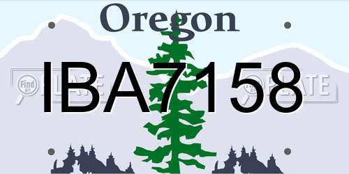 IBA7158 Oregon License Plate