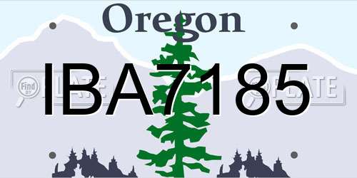 IBA7185 Oregon License Plate