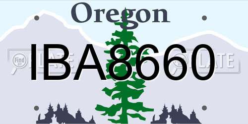 IBA8660 Oregon License Plate