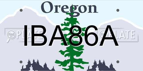 IBA86A Oregon License Plate