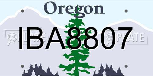 IBA8807 Oregon License Plate
