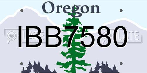 IBB7580 Oregon License Plate