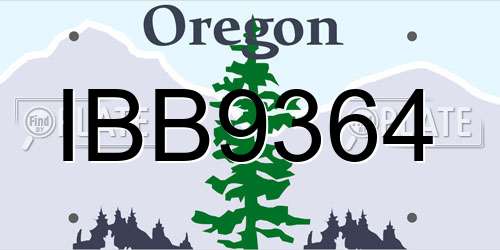 IBB9364 Oregon License Plate