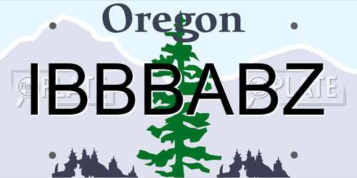 IBBBABZ Oregon License Plate