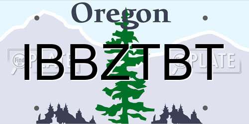 IBBZTBT Oregon License Plate