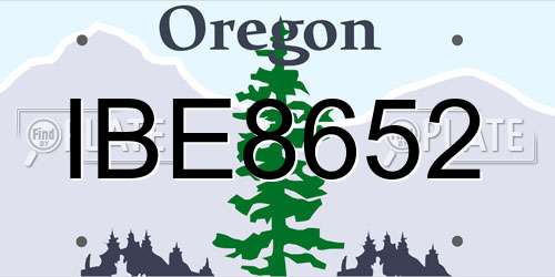 IBE8652 Oregon License Plate