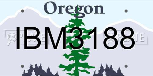 IBM3188 Oregon License Plate