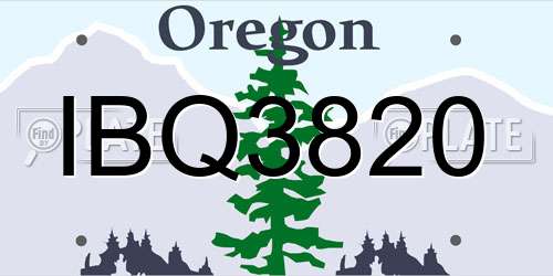 IBQ3820 Oregon License Plate