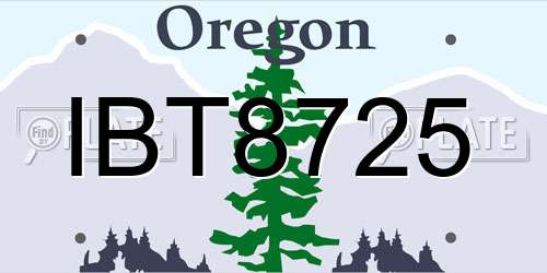 IBT8725 Oregon License Plate