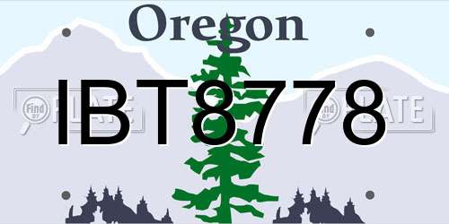 IBT8778 Oregon License Plate