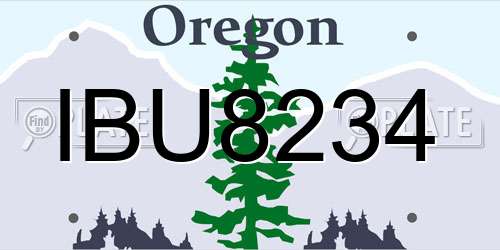 IBU8234 Oregon License Plate