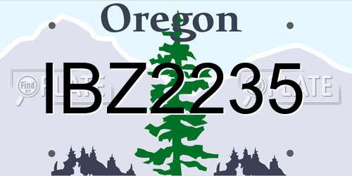 IBZ2235 Oregon License Plate