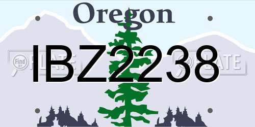 IBZ2238 Oregon License Plate