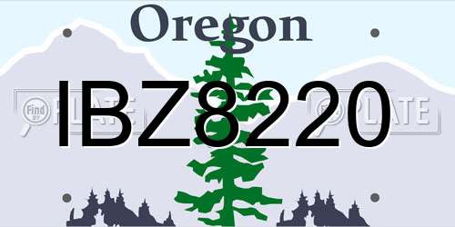 IBZ8220 Oregon License Plate