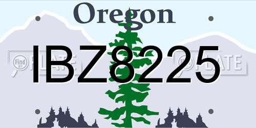 IBZ8225 Oregon License Plate