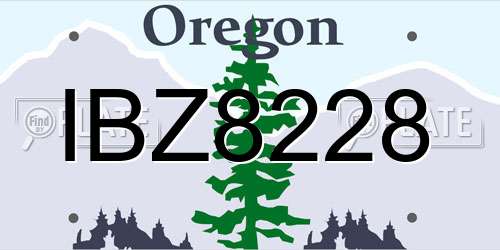 IBZ8228 Oregon License Plate