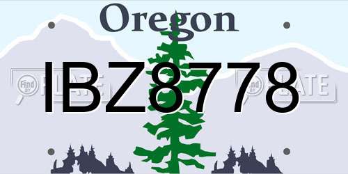 IBZ8778 Oregon License Plate