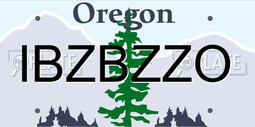 IBZBZZO Oregon License Plate