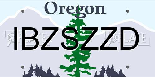 IBZSZZD Oregon License Plate