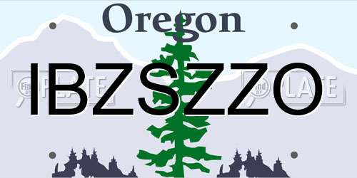 IBZSZZO Oregon License Plate