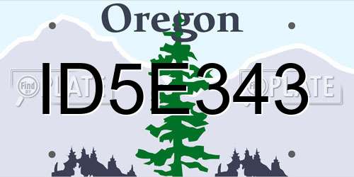 ID5E343 Oregon License Plate