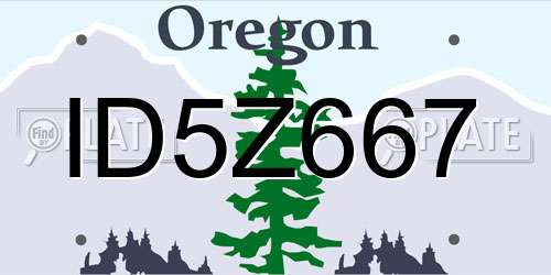 ID5Z667 Oregon License Plate