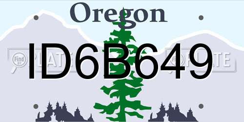 ID6B649 Oregon License Plate