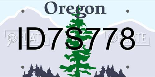 ID7S778 Oregon License Plate