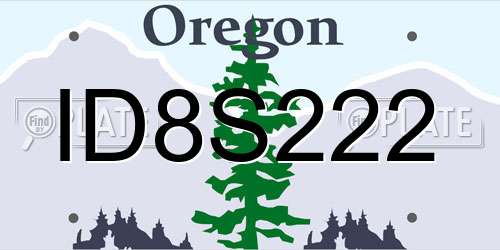 ID8S222 Oregon License Plate