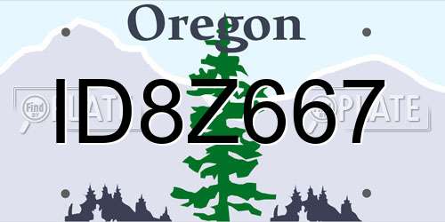 ID8Z667 Oregon License Plate