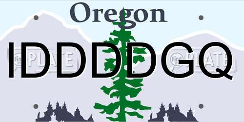 IDDDDGQ Oregon License Plate