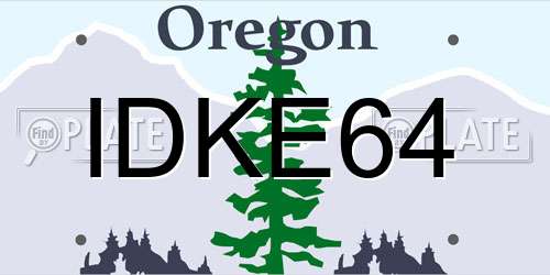 IDKE64 Oregon License Plate
