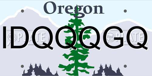 IDQQQGQ Oregon License Plate