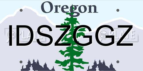 IDSZGGZ Oregon License Plate