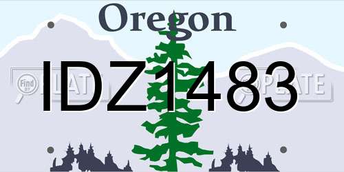 IDZ1483 Oregon License Plate
