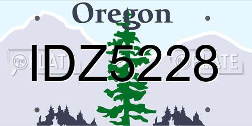 IDZ5228 Oregon License Plate