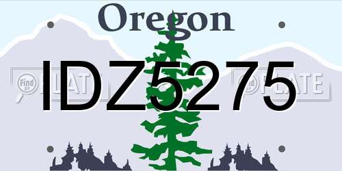 IDZ5275 Oregon License Plate