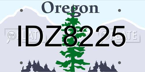 IDZ8225 Oregon License Plate