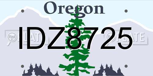 IDZ8725 Oregon License Plate